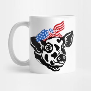 Patriotic Pig USA American Flag Bandana Stars & Stripes Mug